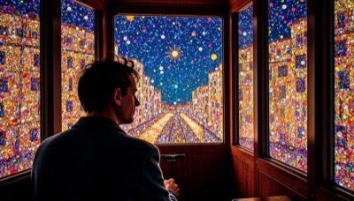 AI-generated film still from Me-Me exploring identity and unlived destinies in Milan